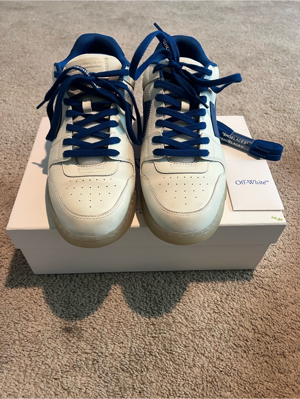 Off-White Kids Cream & Blue Low-Top Sneakers